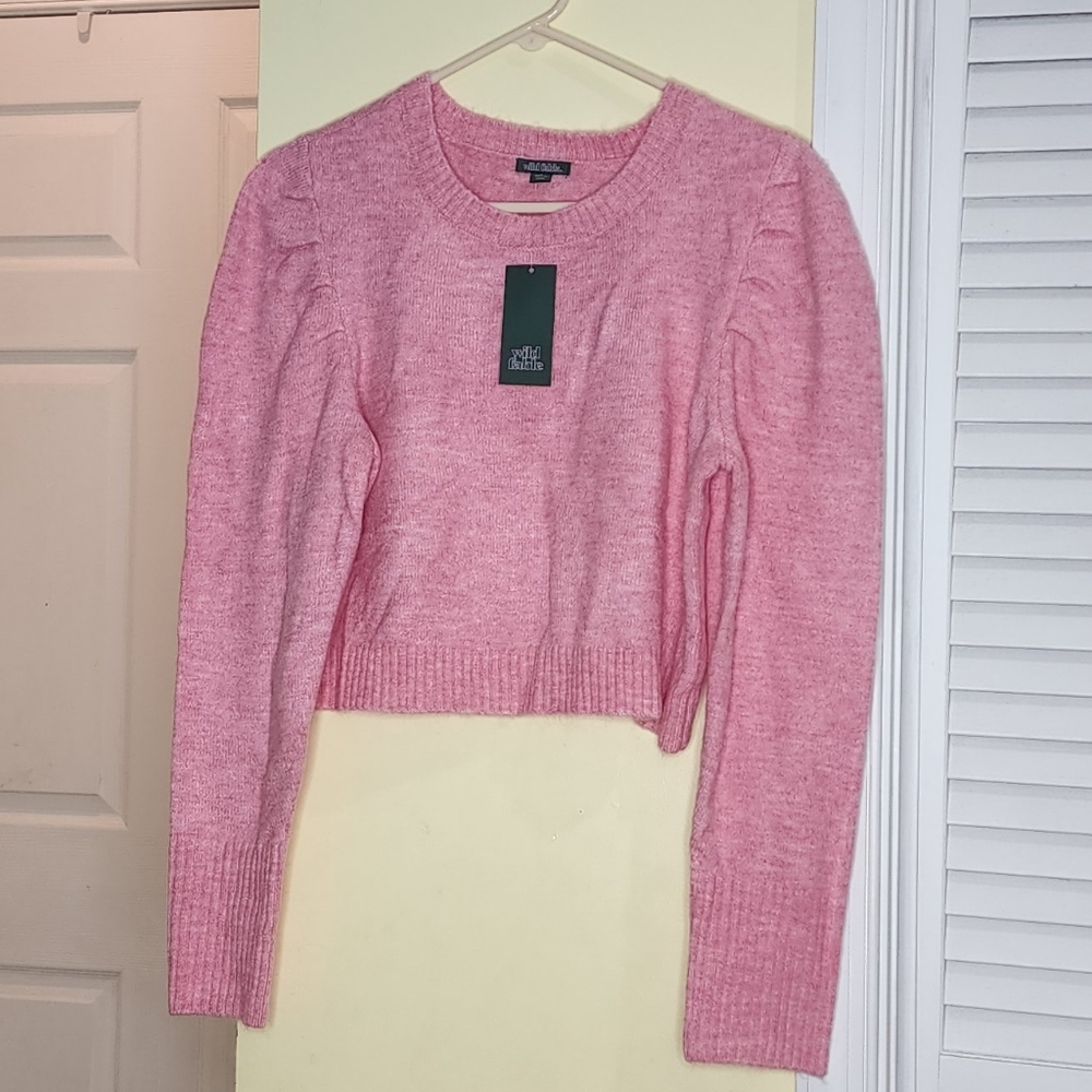 Wild Fable Pink Sweater With Puffy Shoulders